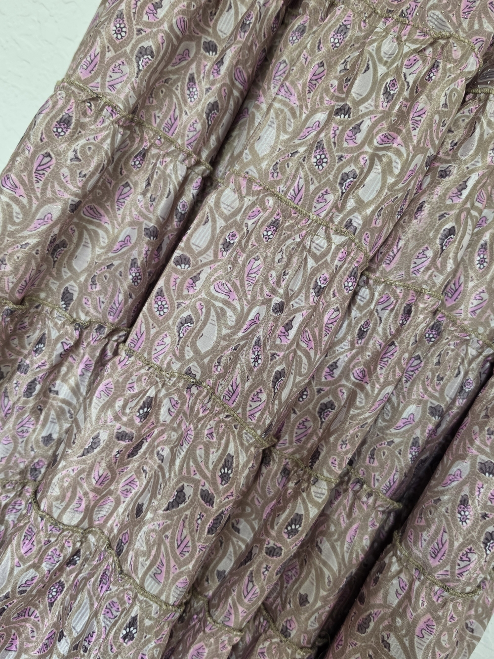 Boho Tiered Max High-Lowi Skirt in Lavender Paisley NEW - Picture 3 of 5